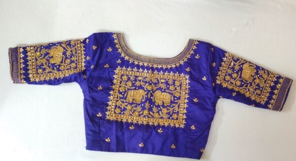 Blue Zardozi Work Blouse - Image 3
