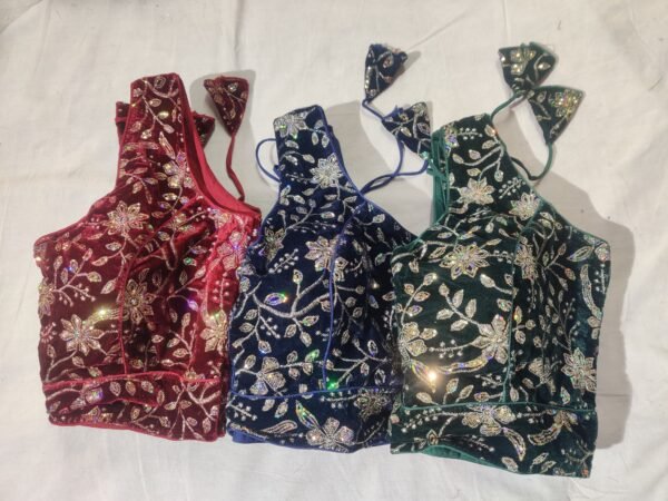 Velvet Embroidery Blouses Set of 3 View 1