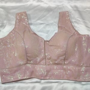 Pastel Peach Sequins Blouse with Optional Short Sleeves View 1