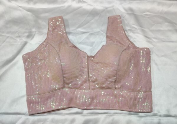 Pastel Peach Sequins Blouse with Optional Short Sleeves View 1