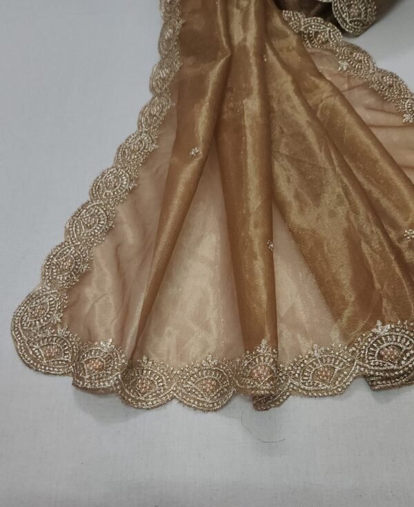 Gold Embroidered Net Dupatta View 3