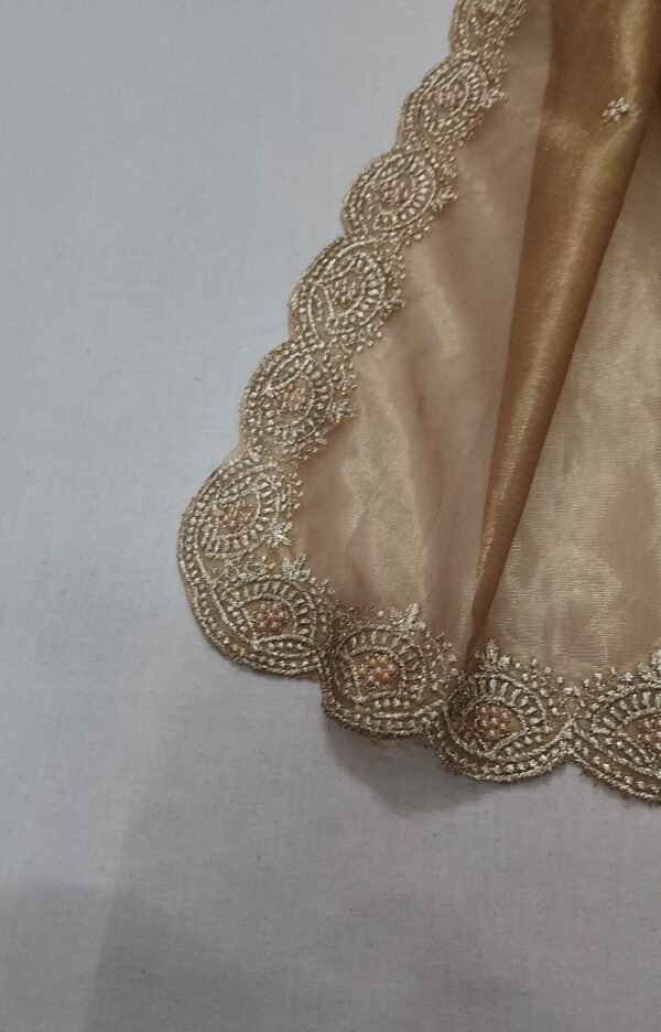 Gold Embroidered Net Dupatta View 3