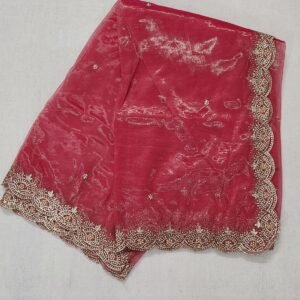 Gold Embroidered Peach Dupatta View 1