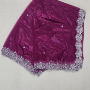 Silver Embroidered Pink Colored Net Dupatta View 1