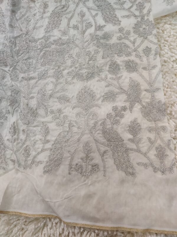 Pure Chanderi Dyeable Heavy Embroidery Unstitched Fabric View 2