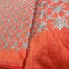 Orange Shade Semi Raw Silk Heavy Embroidery Unstitched Fabric View 1