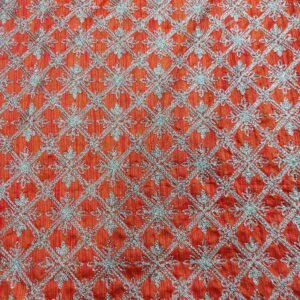 Orange Shade Semi Raw Silk Heavy Embroidery Unstitched Fabric View 2