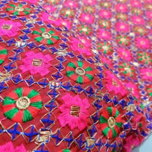 Muticolor Pure Georgette Heavy Embroidery and Thread Work Unstitched Fabric View 1