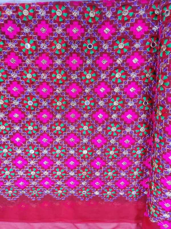 Muticolor Pure Georgette Heavy Embroidery and Thread Work Unstitched Fabric View 2