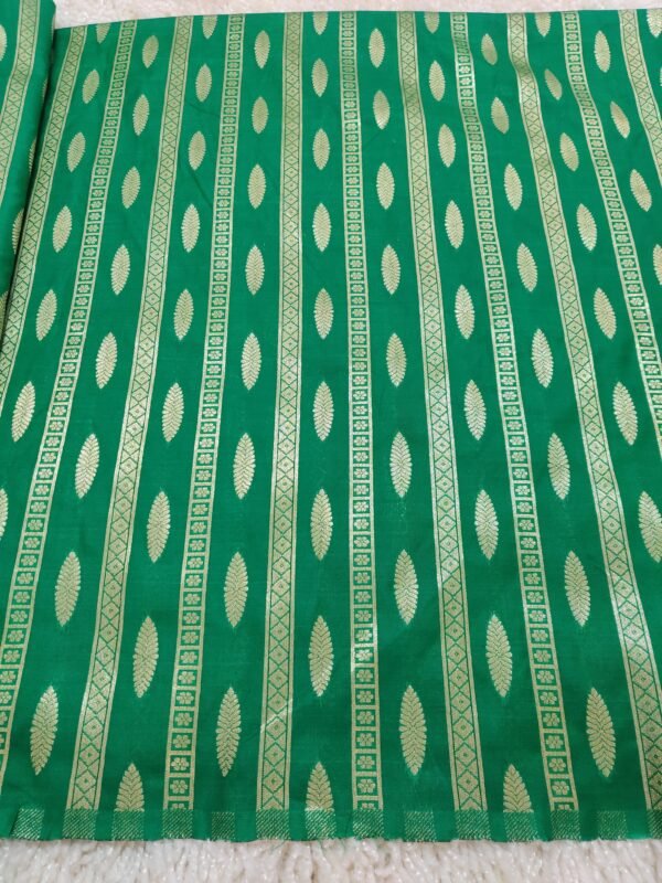 Green Shade Semi-Pure Banaras Unstitched Fabric View 1
