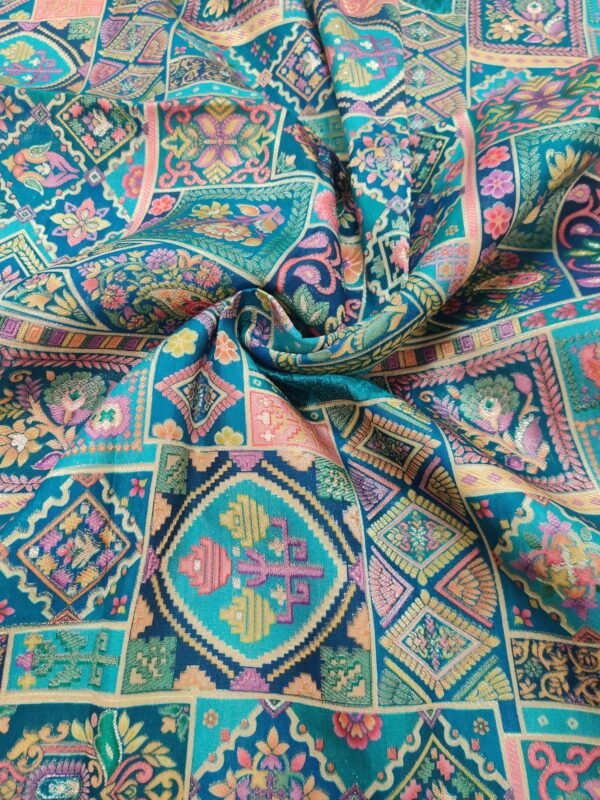 Multicolored Banarasi Unsticthed Fabric View 1